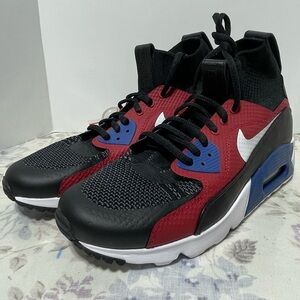 NIKE Air Max 90 SuperFly Black White Red Blue Running Training Shoes NEW Men 7.5